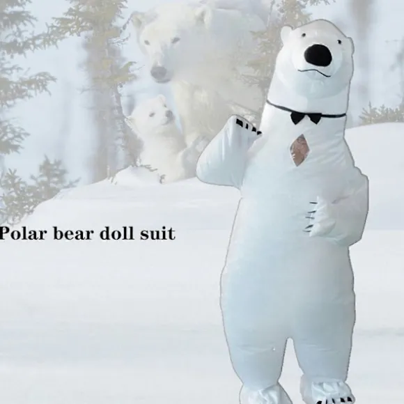 Oppustelig voksen isbjørnekostume, komfortabelt letvægts showkostume til fest og scene - lingling} Polar Bear