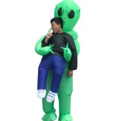 Oppusteligt kostume til voksne - Jumpsuit - Grøn Alien Cosplay, CJY