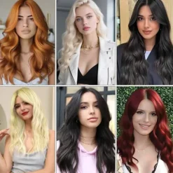 Orange Paryk til Kvinder, 2 stk. Paryk med Pandehår, Krøllet Paryk Lang Naturlig Varmebestandig til Kvinder Festkostume Cosplay