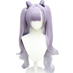 Original God Ting Neon Fast Rain skulptur klar paryk anime spil Udskær klar cosplay dobbelt hestehale progressiv katteører modellering 70cm