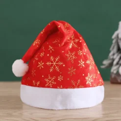 10-pak bløde julemandshatte, gyldne sne-julemandshatte