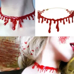 3-pak dryppende blod Halloween-fest choker-halskæde vampyr Co