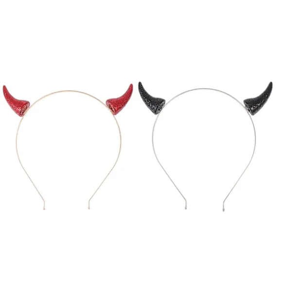 2-pak Halloween kostume hovedbeklædning djævel horn pandebånd kvinders cosplay rekvisitter (16.00X14.00X2.00CM, som vist på billedet)