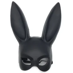 2-pak Halloween rekvisitter maskerade cosplay kaninmaske fest halv ansigt voksen kaninpige Matte Black
