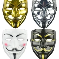 4-pak Halloween V for Vendetta Maskesæt, Anonyme masker, Fest, World Book Week, Halloween Kit