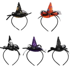 5-pak Halloween-hårbånd til kvinder og børn, assorteret heksehat-hårbånd, hovedbeklædning, cosplay-kostumefest, ferietilbehør, udklædning