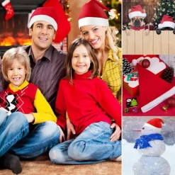 10-pak Julehatte, Familie-Matchende Nissehatte til Alle Aldre