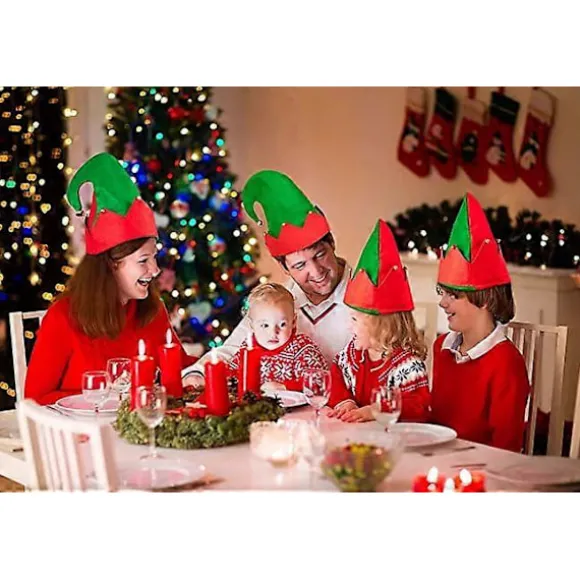 3-pak Julemandens Elf Filt Hatte - Juleferie Party Kostume Gave Tilbehør