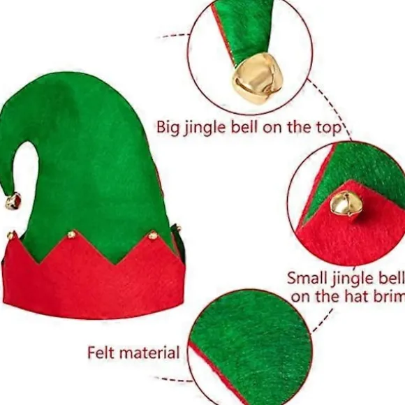 3-pak Julemandens Elf Filt Hatte - Juleferie Party Kostume Gave Tilbehør