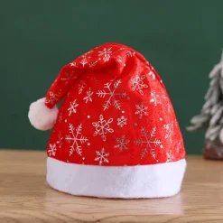 10-pak Plyssede Julemandshatte, Sne-julehatte til Kvinder Mænd Klassiske Røde Julehatte til Julefest Kostume Dekorationer Gold+Silver