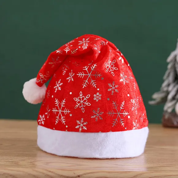 10-pak Plyssede Julemandshatte, Sne-julehatte til Kvinder Mænd Klassiske Røde Julehatte til Julefest Kostume Dekorationer Gold+Silver