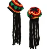 2-pak Rasta Hat med Sorte Dreadlocks Bob Marley Dreadlocks Paryk med Rasta Tam Hat Fancy Dress Rasta Paryk Hætte