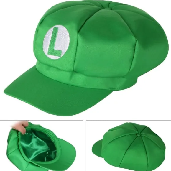 Pakke med 2 Mario og Luigi hatte rød og grøn videospil tema kasketter