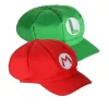 Pakke med 2 Mario og Luigi hatte røde og grønne kasketter voksen A