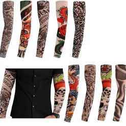 Pakke med 9 tatoveringsærmer Tatoveringsarmstrømpe Armtatoveringsstrømpe Unisex Nylon Midlertidige Tatoveringer Arm Tilfældig Stil