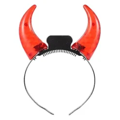 Pandebånd med ansigtshorn, lette horn, gotisk antilopehorn, LED-horn Red 21.00X16.00X3.00CM