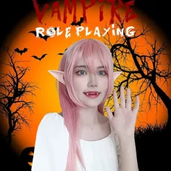 Par alvöron Latexöron spidse ører, 3 par vampyrtænder style 2