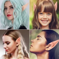 Par alvöron Latexöron spidse ører, 3 par vampyrtænder style 2