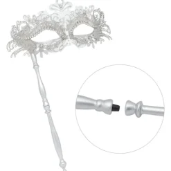 Par Maskerade Masker med Holdestang - Venetiansk Halloween Kostume