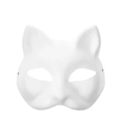 Paris_10 stk. Kattemasker til maling, dyremasker gør-det-selv hvide halvmasker til maskerade Halloween børn cosplay masker kostumefest favoritter