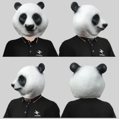 Party Halloween Kostume Party Panda Dyrehoved Latex Maske