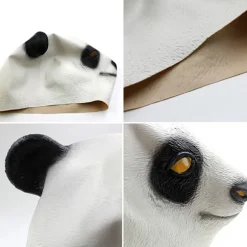 Party Halloween Kostume Party Panda Dyrehoved Latex Maske