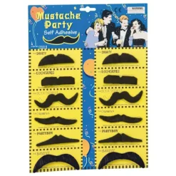 Partymustascher Svarta 12 st Självhäftande Black one size