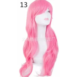 paryk Langt krøllet hår ender kostume cosplay paryk 70CM langt bølget hår sæt paryk Cos Anime paryk (Pink)