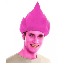 Paryk - GENERISK - Voksen lyserød trold - Glat hår - Karneval, CJY Neon rosa