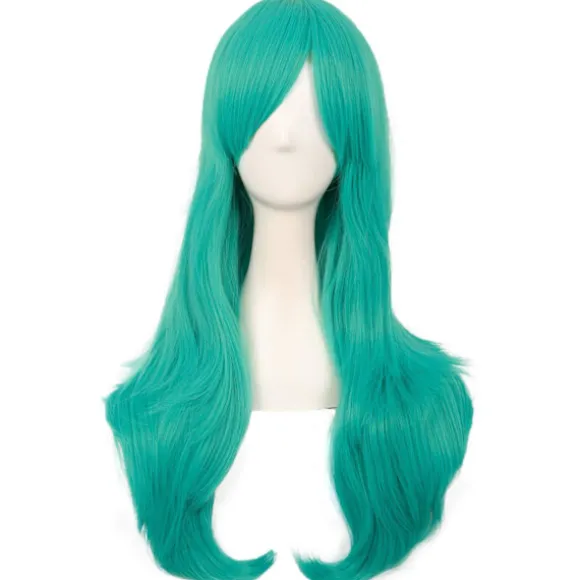 Paryk Anime lang krøllet paryk 70CM (Teal Grøn)