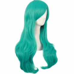 Paryk Anime lang krøllet paryk 70CM (Teal Grøn)