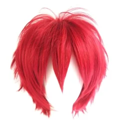 Paryk Kort Stil Justerbar Højtemperatur Fiber Herre Anime Cosplay Hårstykke til Fest (FMY) Wine Red