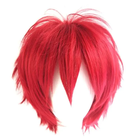Paryk Kort Stil Justerbar Højtemperatur Fiber Herre Anime Cosplay Hårstykke til Fest (FMY) Wine Red