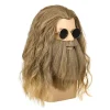 Paryk med skæg Mænd Lang Krøllet Askeblond Paryk Halloween Kostume Parykker