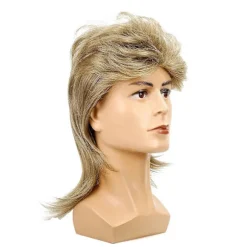 Paryk Mænd Guld Mullet 80'er Mullet Langt Syntetisk Hår