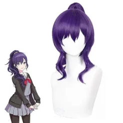 Paryk Syntetisk Hår Asahina Mafuyu Cosplay Parykker Spil Pjsk Cosplay 61cm Lang Mørkelilla Hestehale Paryk Varmebestandigt Hår