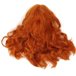 Paryk Varmebestandig Soft Touch Alsidig Orange Krøllet Paryk med Air Bangs til Halloween Koncerter Temafester Bryllupper Datoer