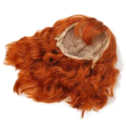 Paryk Varmebestandig Soft Touch Alsidig Orange Krøllet Paryk med Air Bangs til Halloween Koncerter Temafester Bryllupper Datoer