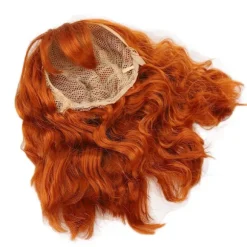 Paryk Varmebestandig Soft Touch Alsidig Orange Krøllet Paryk med Air Bangs til Halloween Koncerter Temafester Bryllupper Datoer