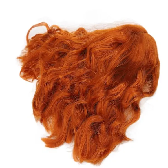 Paryk Varmebestandig Soft Touch Alsidig Orange Krøllet Paryk med Air Bangs til Halloween Koncerter Temafester Bryllupper Datoer
