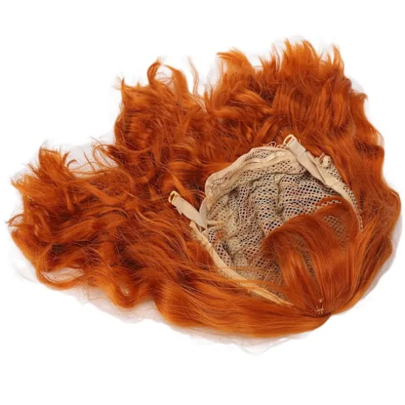 Paryk Varmebestandig Soft Touch Alsidig Orange Krøllet Paryk med Air Bangs til Halloween Koncerter Temafester Bryllupper Datoer