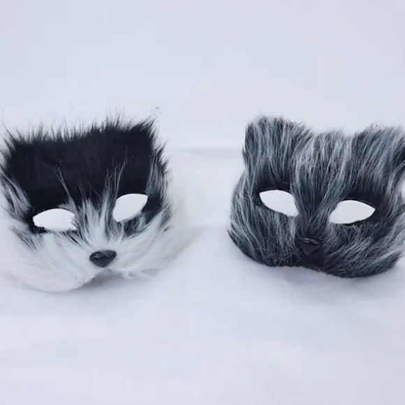 1PC Rævemaske Pels Halv Ansigt Dyr Simuleret Kat Maske Hallowee White
