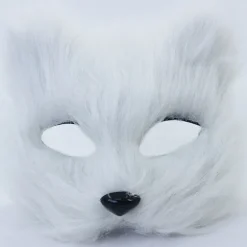 1PC Rævemaske Pels Halv Ansigt Dyr Simuleret Kat Maske Hallowee White