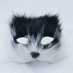 1PC Rævemaske Pels Halv Ansigt Dyr Simuleret Kat Maske Hallowee White
