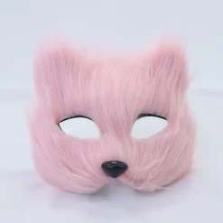 1PC Rævemaske Pels Halv Ansigt Dyr Simuleret Kat Maske Hallowee White