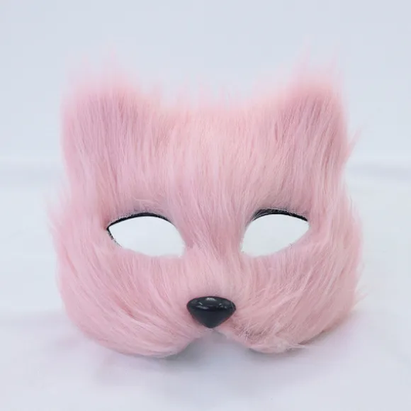 1PC Rævemaske Pels Halv Ansigt Dyr Simuleret Kat Maske Hallowee White