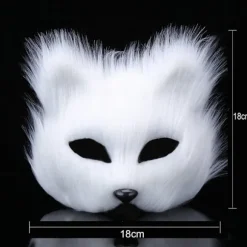 Pels Ræv Maske Halloween Cosplay Kostume Halv Ansigt Slør Briller Fancy Dress Øjenmaske, Halloween Fest Makeup Rekvisit Kostume Tilbehør Dyr Fest