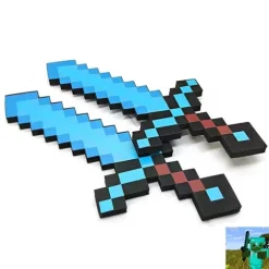Perfekt Minecraft diamant sværd animationsrekvisit sværd legetøjsmodel 1 stk - Perfekt Blå