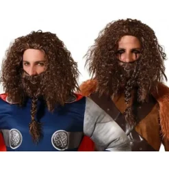 Perruke og Viking Skæg til Mænd Mörkblond