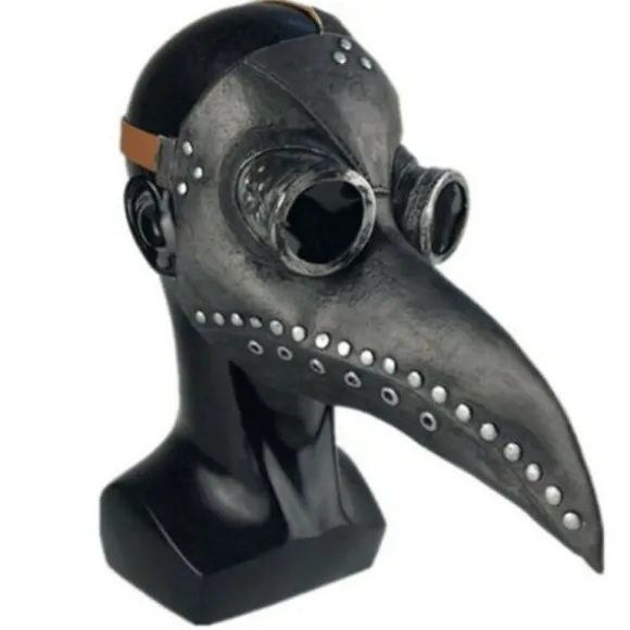 Pestdoktor Maske Kostume Fuglemaske PU Læder Steampunk Sort
